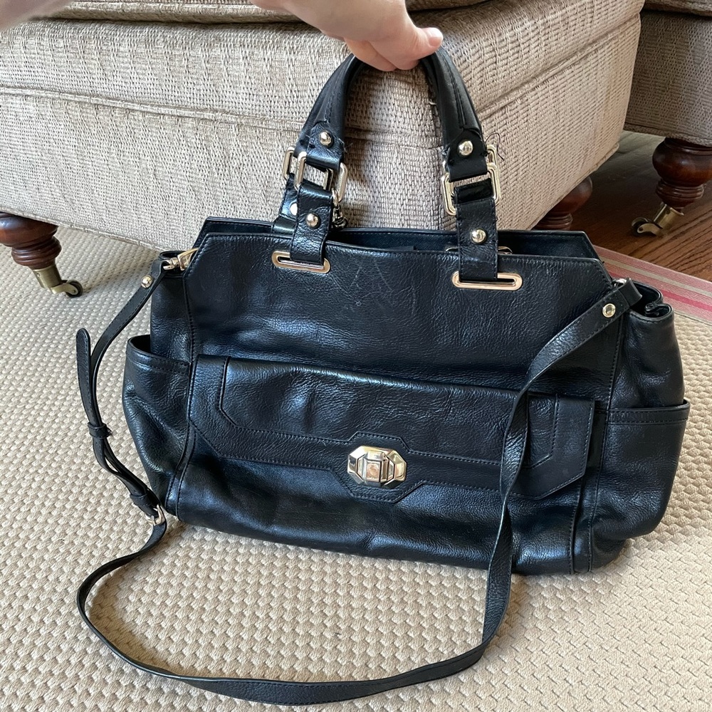 DKNY Black Luster Calf  bag W geometric lock